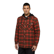 (XXL, Red Ochre) Dickies Mens Flannel Hooded Shirt