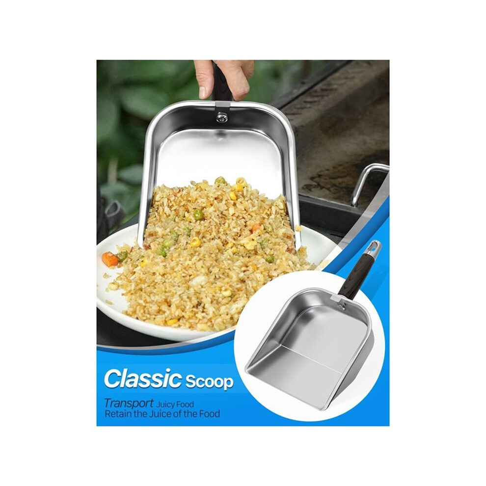 Griddle Scoop For Blackstone With A Any- Hook, Stainless Steel Griddle Portable Food Mover For Stir Fry 6032029742559