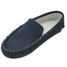 (7 UK, Navy) Eastern Counties Leather Mens Berber Fleece Lined Suede Moccasins