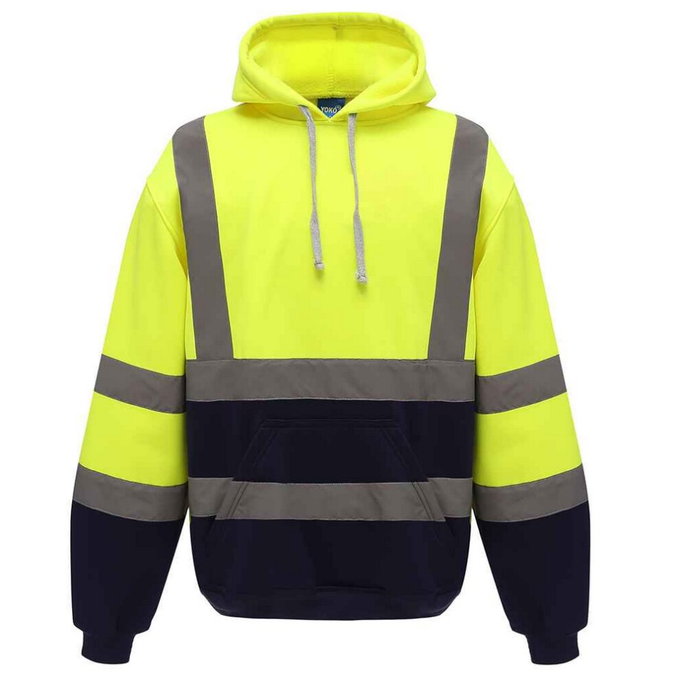(3Xl, Yellow/Navy) Yoko Mens Hi-Vis Hoodie 5063425849284
