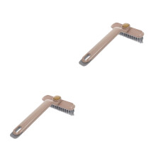 2Pcs Brown Long Handle Crevice Cleaning Brush for Bathroom and Window