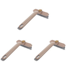 3Pcs Brown ABS Crevice Brush for Window Track and Bathroom Scrubbing