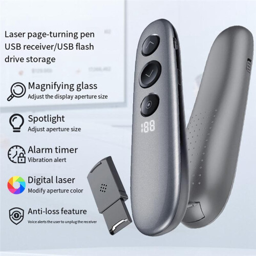 2.4GHz Wireless Spotlight Presenter Air Mouse Remote PPT Pointer PowerPoint Clicker for Meeting Teaching Projector 2