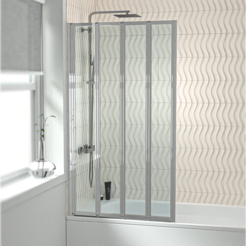 NES Home Nes Home 800 x 1400 mm Chrome Frame 4 Fold Door Bath Shower Screen 1