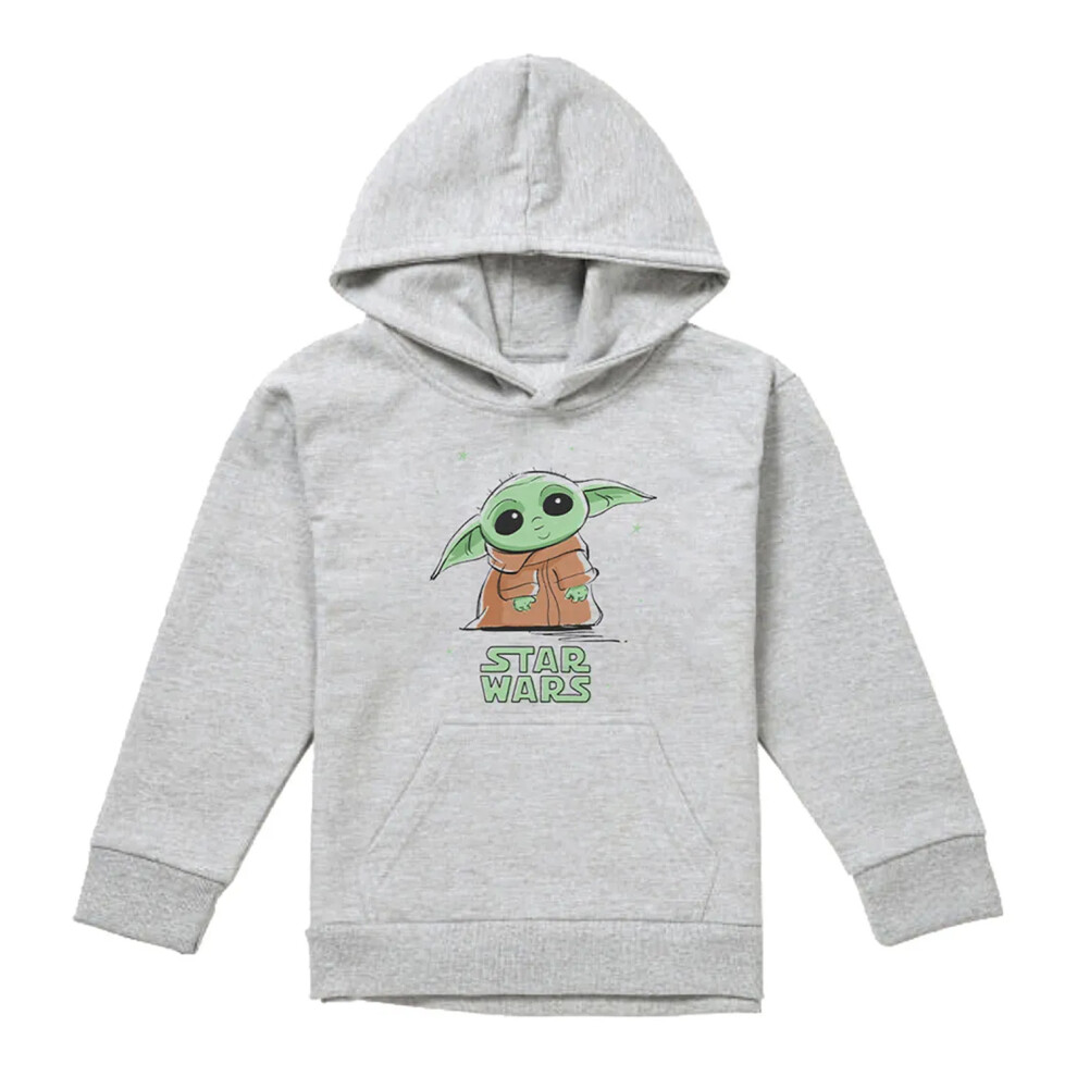 Star Wars (7-8 Years, Athletic Heather) Childrens/Kids Grogu Splash Heather Hoodie Multicoloured