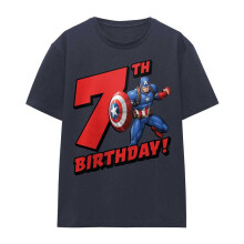 (XL, Deep Navy) Captain America Womens/Ladies 7th Birthday T-Shirt