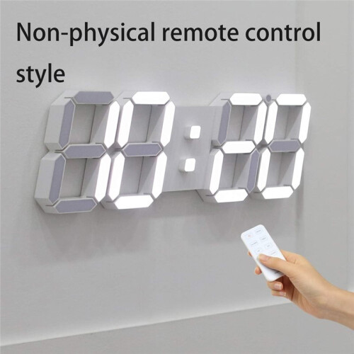 1set LED Clock with Remote Control, Silent Night Light Wall Clock, Must-Have for Home Use,White Frame White Light Style 1