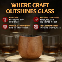 2 Pcs Charred Wooden Bourbon Drinking Glass Bourbon Gifts for Men Whiskey Glasses for Dad Great Whiskey Gifts