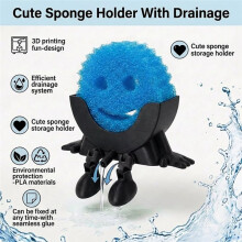 Hanging Sponge Holder with Drainage, 3D Printing Countertop Funny Sponge Holders for Kitchen Sink, Keeps Your Sponge Dry