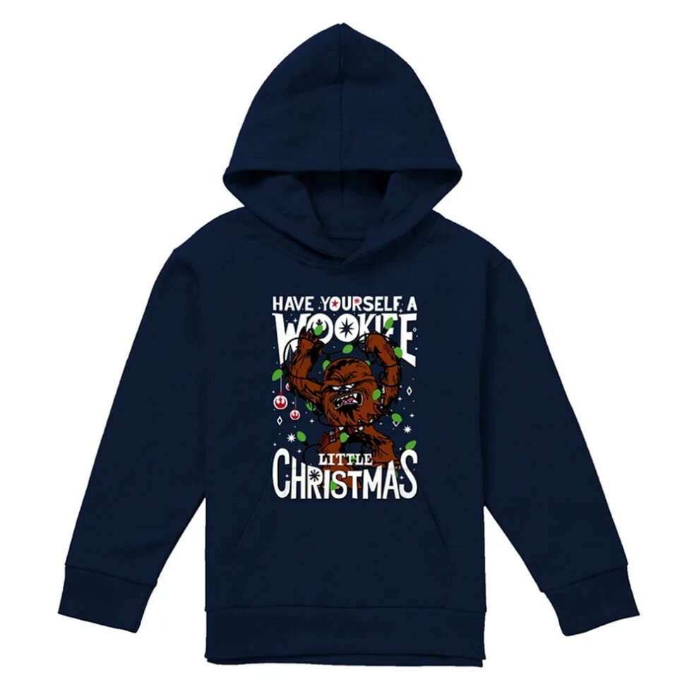 Star Wars (9-11 Years, Navy) Childrens/Kids Little Christmas Wookiee Hoodie