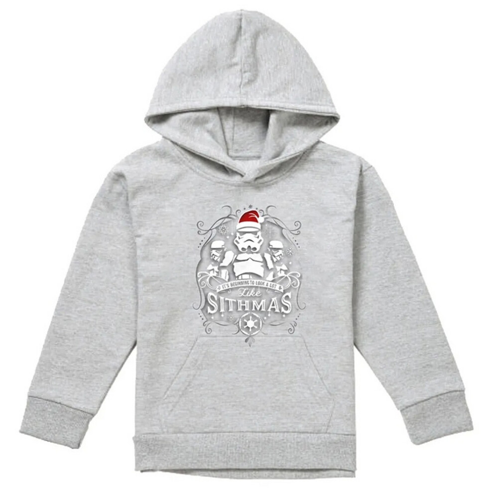 Star Wars (7-8 Years, Athletic Heather) Childrens/Kids It's Beginning To Look A Lot Like Sithmas Christmas Hoodie Multicoloured