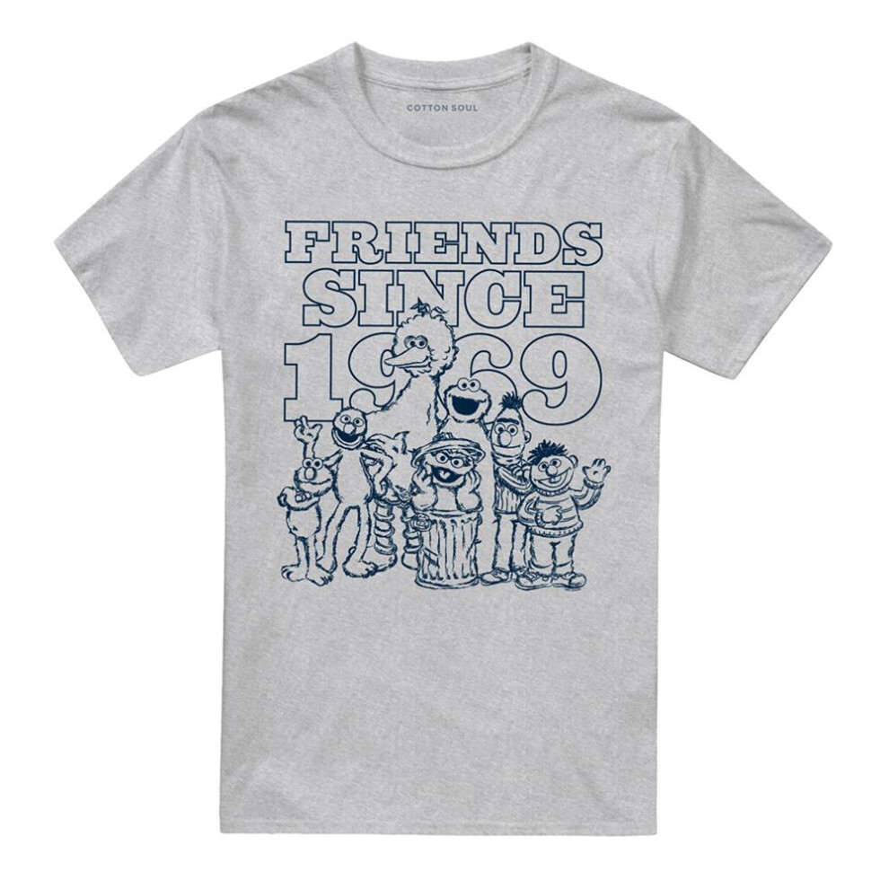 Sesame Street (Xxl, Athletic Heather) Unisex Adult Friends Since 1969 T-Shirt