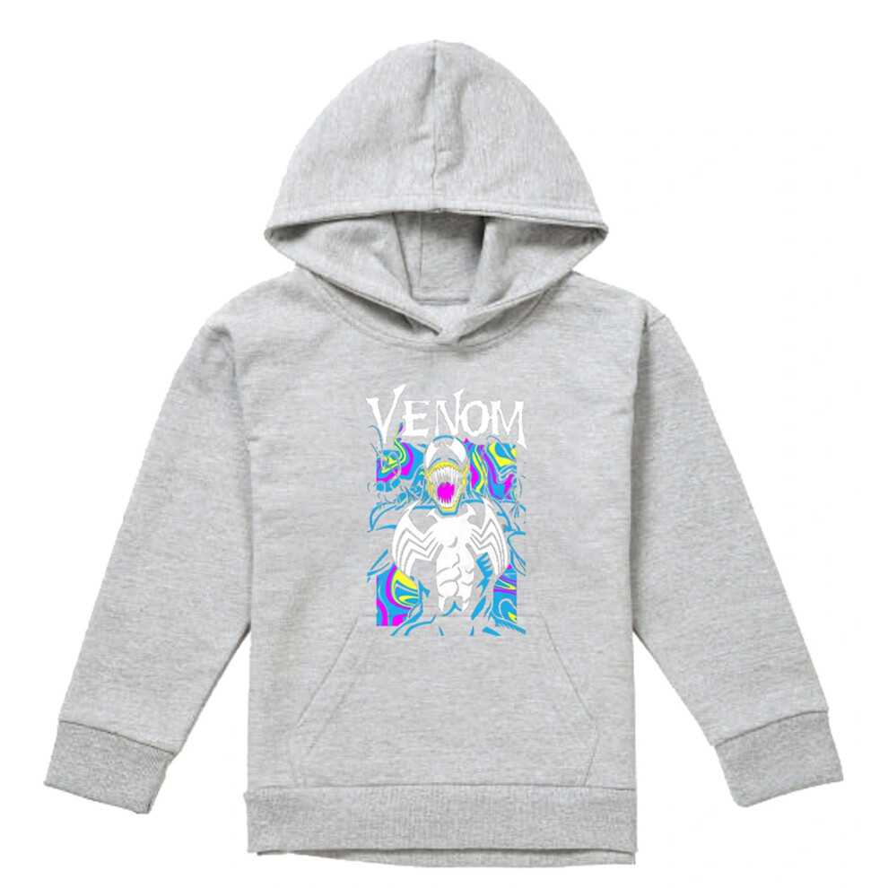 Marvel (9-11 Years, Athletic Heather) Childrens/Kids Venom Marbled Pull Over Hoodie Multicoloured