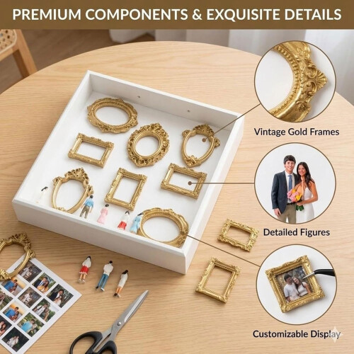(White, -) DIY Mini Museum Shadow Box Frame Kit, Memory Display with LED Lights, Wedding Anniversary Keepsake 1