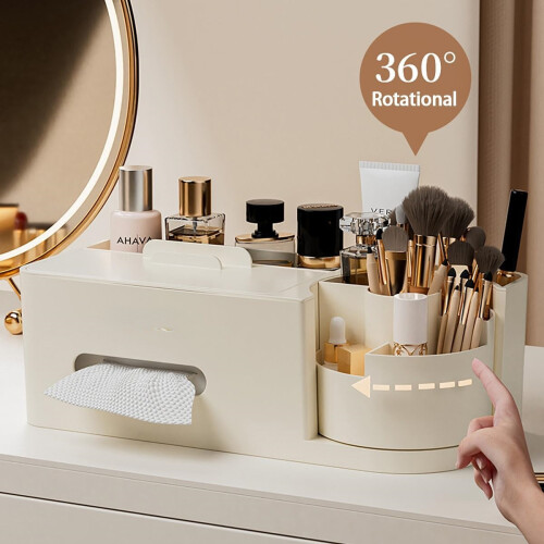 Multifunctional storage bag, rotating brush holder, makeup storage box with tissue holder_M 2