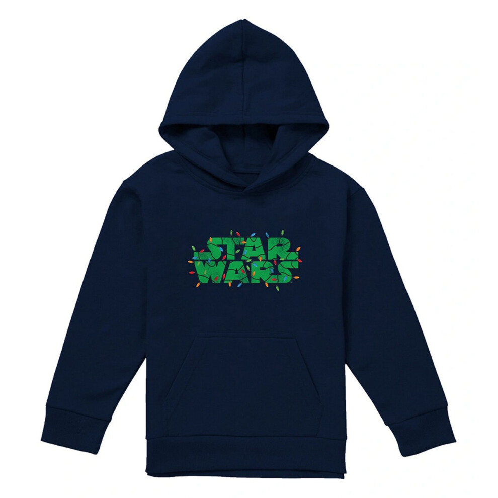 Star Wars (5-6 Years, Navy) Childrens/Kids Christmas Lights Logo Hoodie