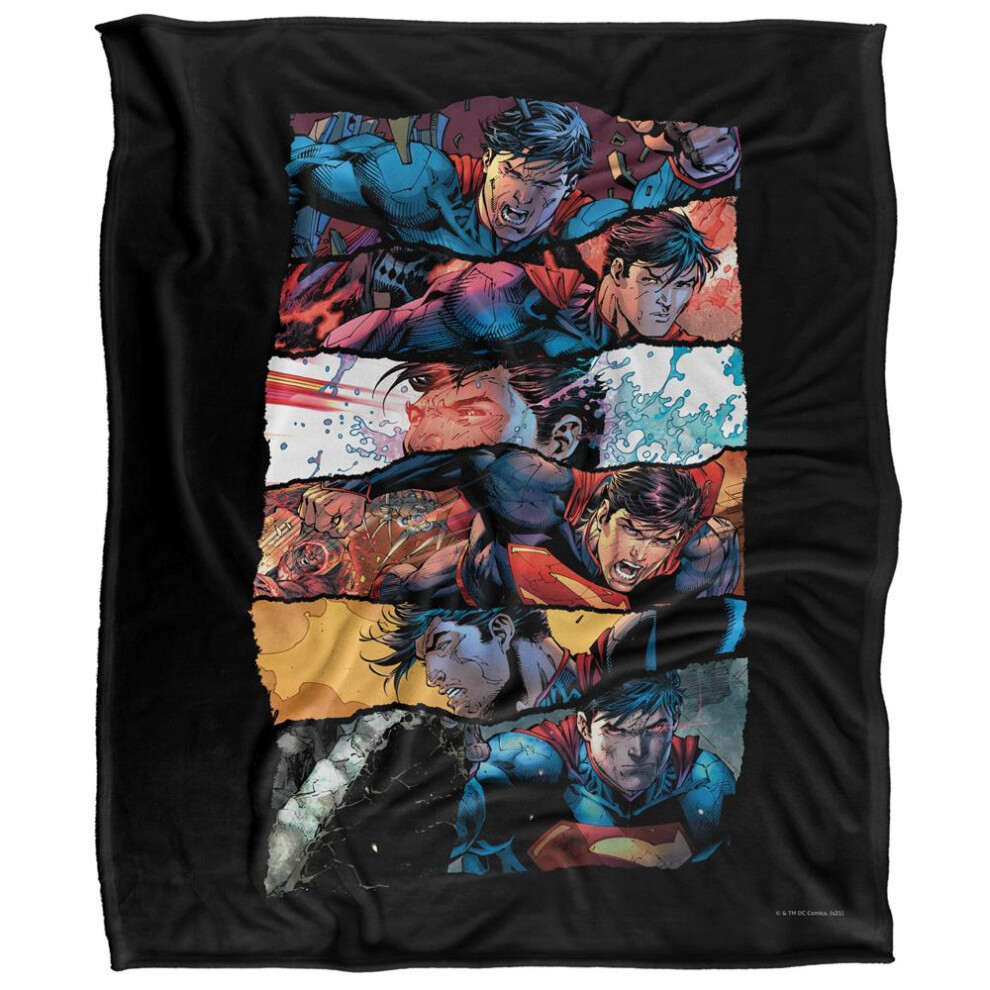 Superman Torn Silky Collage Supersoft Blanket Black