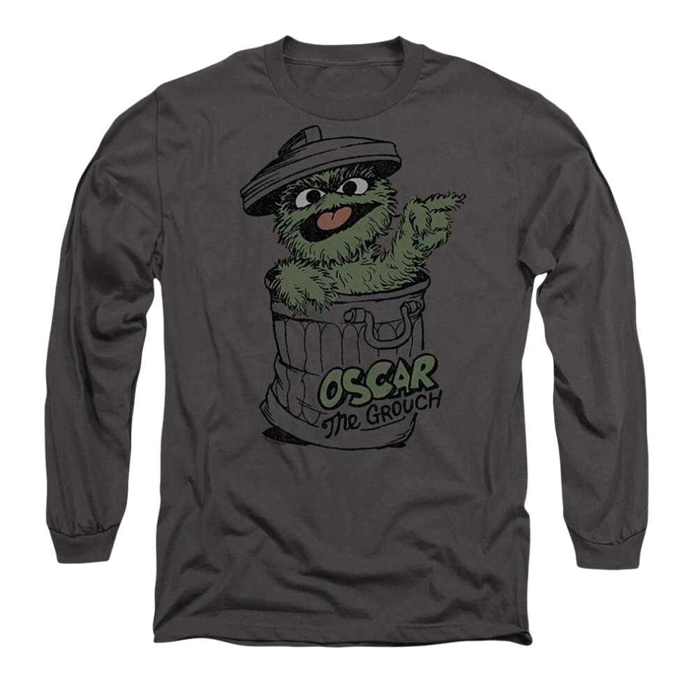 Sesame Street (M, Charcoal) Unisex Adult Early Oscar The Grouch Long-Sleeved T-Shirt Multicoloured