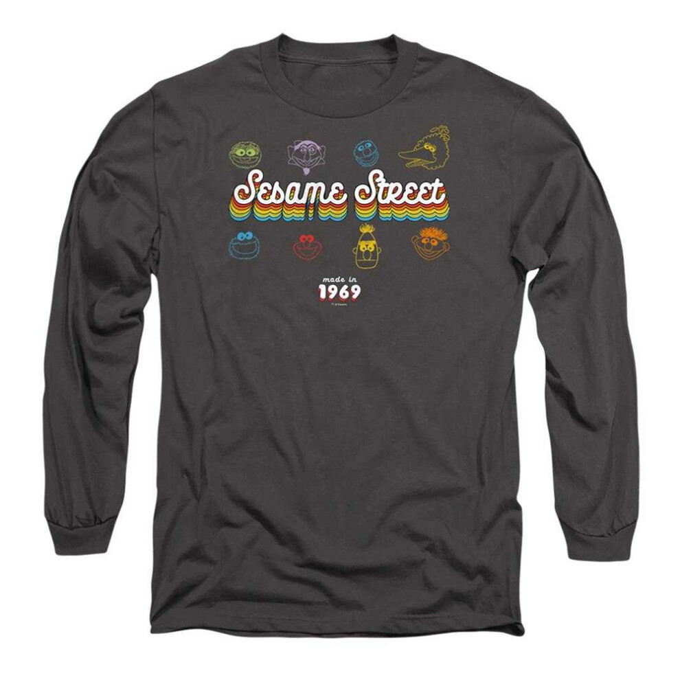 Sesame Street (Xxl, Charcoal) Unisex Adult Made In 1969 Long-Sleeved T-Shirt Multicoloured