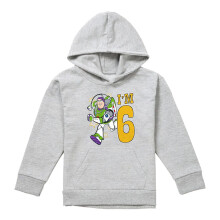 (9-11 Years, Athletic Heather) Toy Story Childrens/Kids I'm 6 Buzz Lightyear Heather Birthday Pullover Hoodie