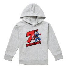 (9-11 Years, Athletic Heather) Captain America Childrens/Kids 7th Birthday Heather Pull Over Hoodie