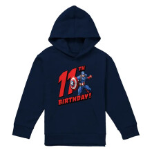 (5-6 Years, Navy) Captain America Childrens/Kids Pull Over 11th Birthday Hoodie