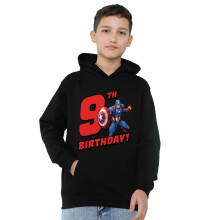 (9-11 Years, Athletic Heather) Captain America Childrens/Kids Heather Pull Over 9th Birthday Hoodie