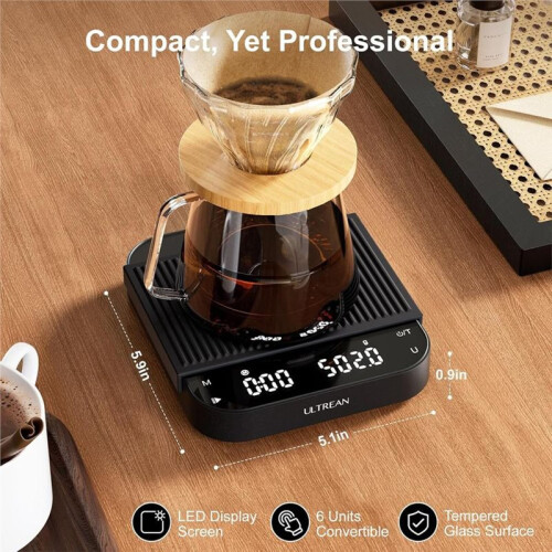 AS94-Coffee Scale , 0.1G Precise Graduation, Portable Pocket Scale Multi-Function Timing Kitchen Scale 2
