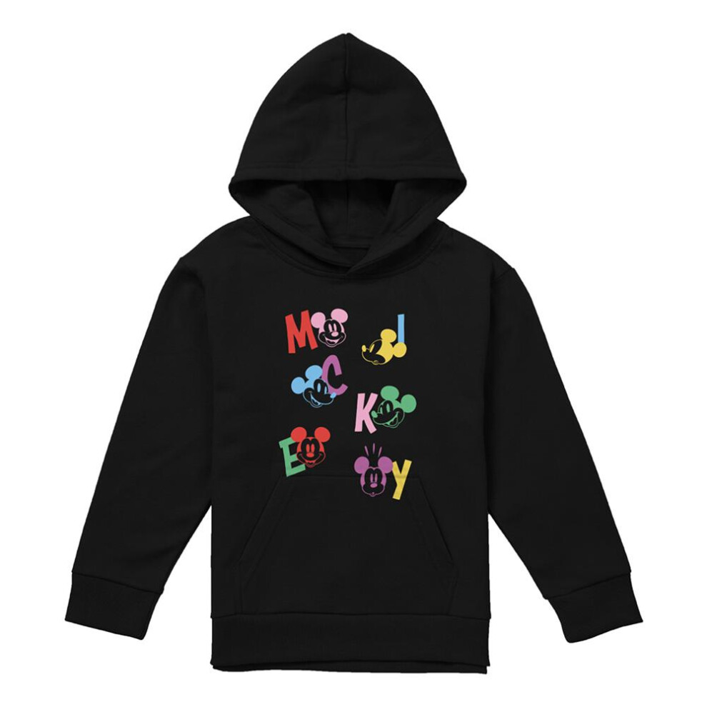 Disney (12-13 Years, Black) Childrens/Kids Mickey Mouse Letters Hoodie