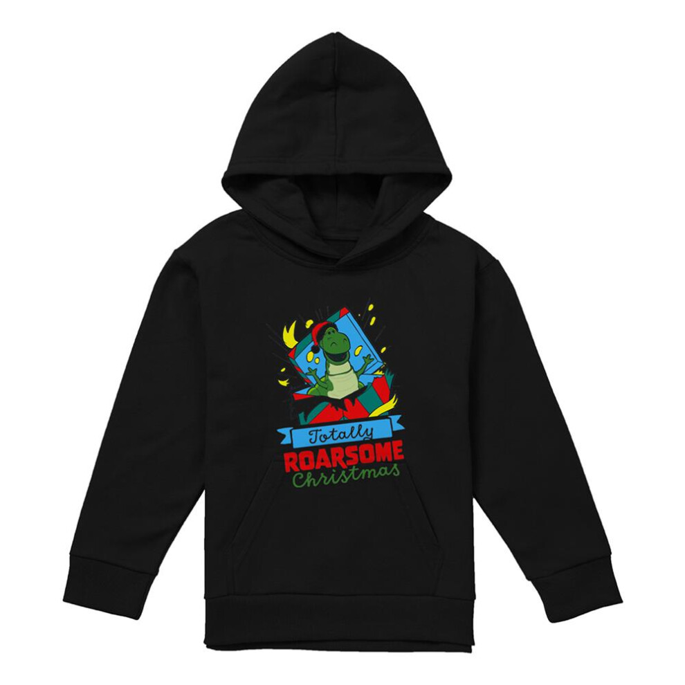 Toy Story (7-8 Years, Athletic Heather) Childrens/Kids Totally Roarsome Christmas Rex Heather Hoodie