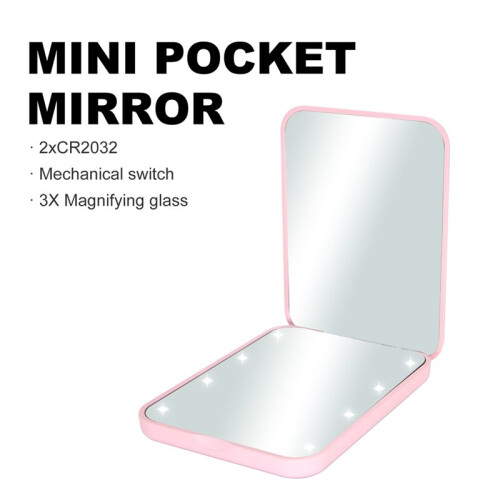 Pocket Mirror, LED Compact Travel Makeup Mirror with Light for, 2-Sided, Portable, Folding,Handheld,Small Lighted Mirror 2