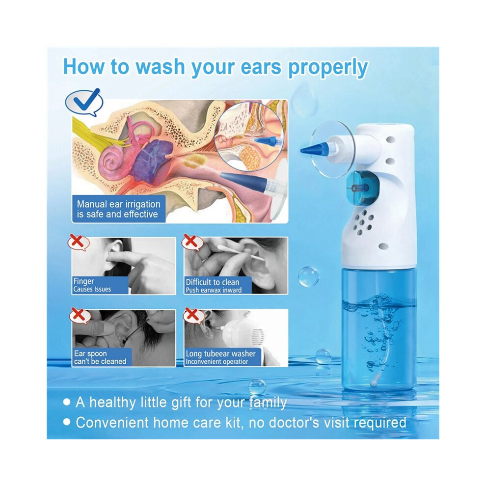 Ear Wax Removal Kit Gentle Manual Irrigation Safe Ear Cleaner for Adults, All Necessary Tools, Birthday Gift for Family