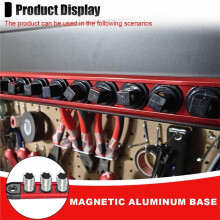 Magnetic Socket Organizer, 3/8" Magnetic Socket Organizer, 360 Swivel Clips Socket Holder,Holds 14 Sockets (3/8)