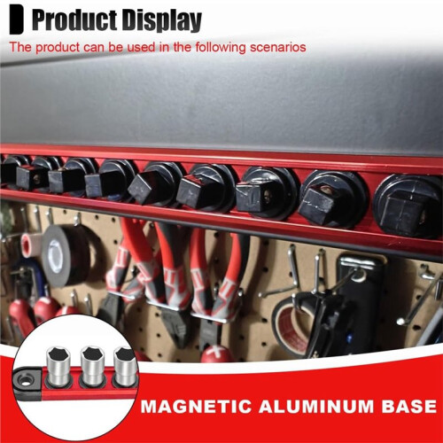 Magnetic Socket Organizer, 3/8" Magnetic Socket Organizer, 360 Swivel Clips Socket Holder,Holds 14 Sockets (3/8)