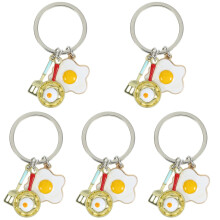 5St Metalen Keukensleutelhanger Met Grappige Kookgerei Decoratie Multi