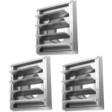 3Pièces Cache-Vent Extérieur Inox Argent Louver Protection Anti-