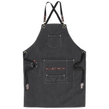 Zwarte Canvas Schort Met Zakken Voor En Stylist