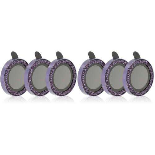 6Pcs Phone Camera Lens Protector Purple Tempered Glass Bling Accessory