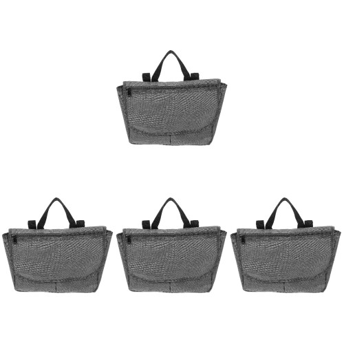 4Pcs Grey Polyester Wheelchair Side Bags Large Capacity Storage Pouch