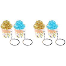 4St Decoratieve Plastic Popcorn Sleutelhanger En Auto Sleutel
