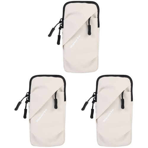 3Pcs Grey Running Phone Armbands Durable Cell Phone Arm Pouch Storage