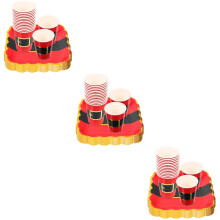 3Sets Red Christmas Paper Plates Cups Party Supplies Festive Tableware