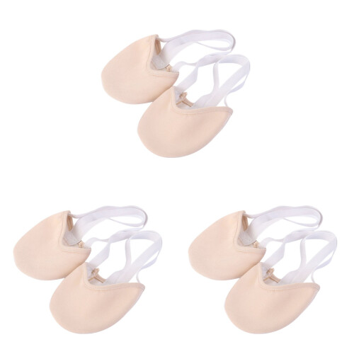 3St Halve Balletsokken Beige Met Stevige Gestikte
