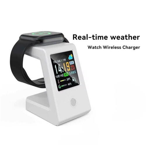 WiFi Weather Clock with Wireless Charging,Touch Control Digital Desk Clock, Real  Weather Display,Multi Themes 1