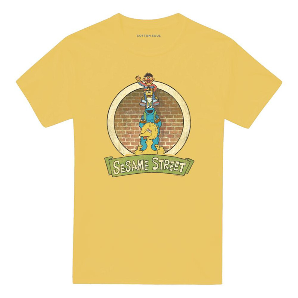 Sesame Street (L, Banana ) Unisex Adult Group T-Shirt Yellow
