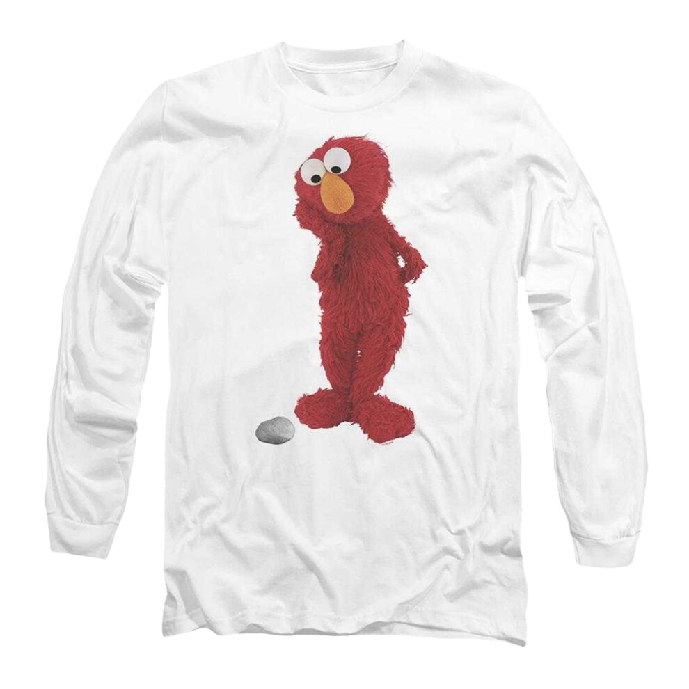 Sesame Street (M, ) Unisex Adult Existential Elmo Long-Sleeved T-Shirt White