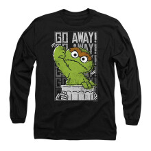 (S, Black) Sesame Street Unisex Adult Go Away Long-Sleeved T-Shirt