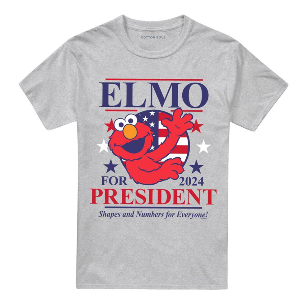 Sesame Street (M, Athletic) Unisex Adult For President 2024 Elmo T-Shirt Multicoloured