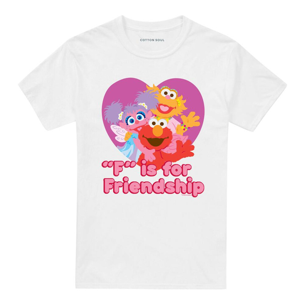 Sesame Street (S, ) Unisex Adult F Is For Friendship T-Shirt White