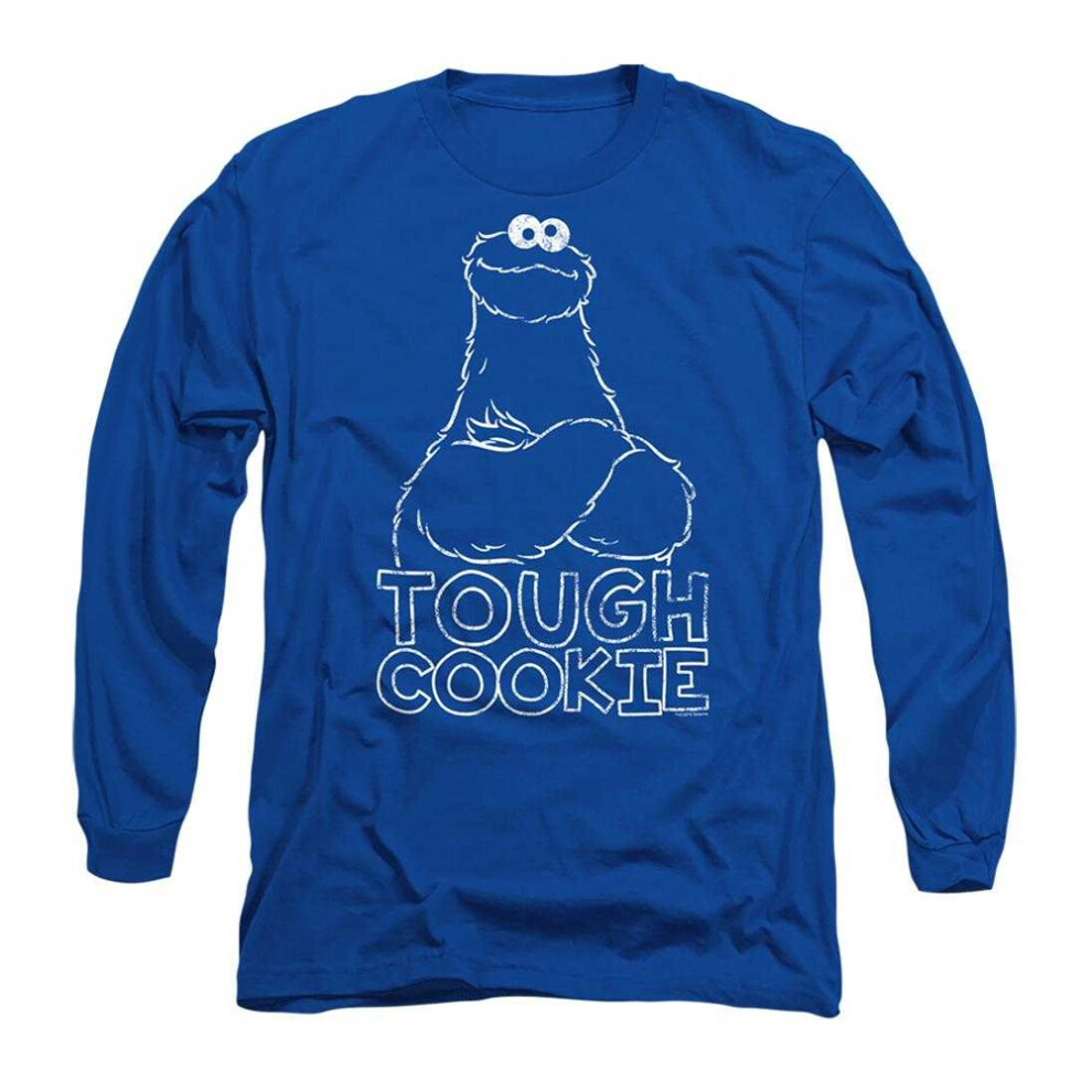 Sesame Street (Xl, Royal ) Unisex Adult Touch Cookie Long-Sleeved T-Shirt Blue